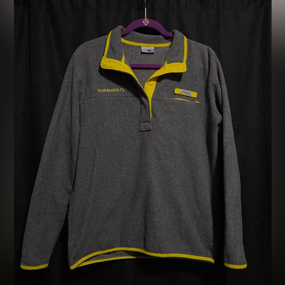 Columbia Oregon Ducks Women's PFG Harborside Fleece Pullover Jacket Size Large